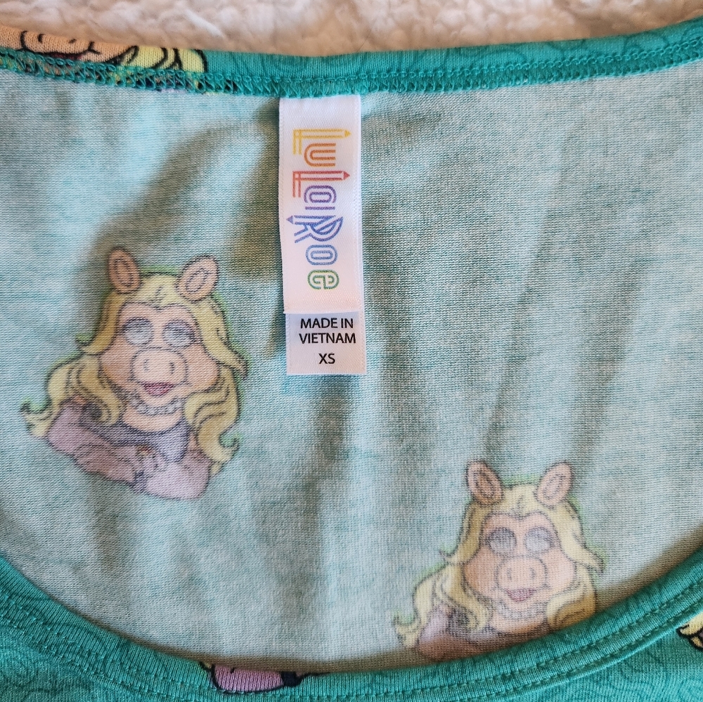 Women's XS LuLaRoe x Disney Classic T Miss Piggy Muppets Teal Blue - Picture 3 of 3